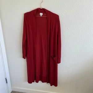 Long Burnt Orange Cardigan with Pockets
